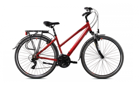 TREKINGOVÝ BICYKEL CAPRIOLO ROADSTER LADY 19"/28" ČERVENÝ, 2023