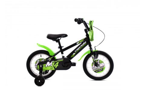 DETSKÝ BICYKEL CAPRIOLO MUSTANG 14"/6.5" ČIERNO-ZELENÝ