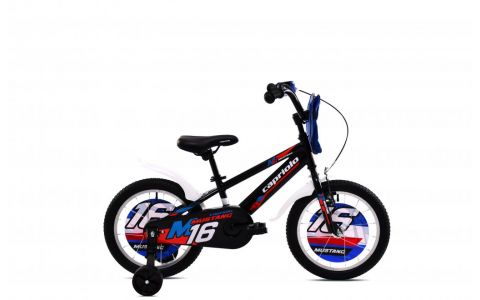 DETSKÝ BICYKEL CAPRIOLO MUSTANG 16"/8" ČIERNO-ČERVENY