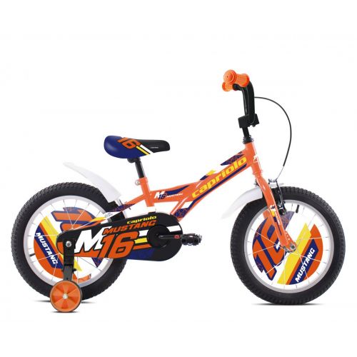 DETSKÝ BICYKEL CAPRIOLO MUSTANG 16"/8"ORANŽOVO-MODRO-ČIERNY, 2023